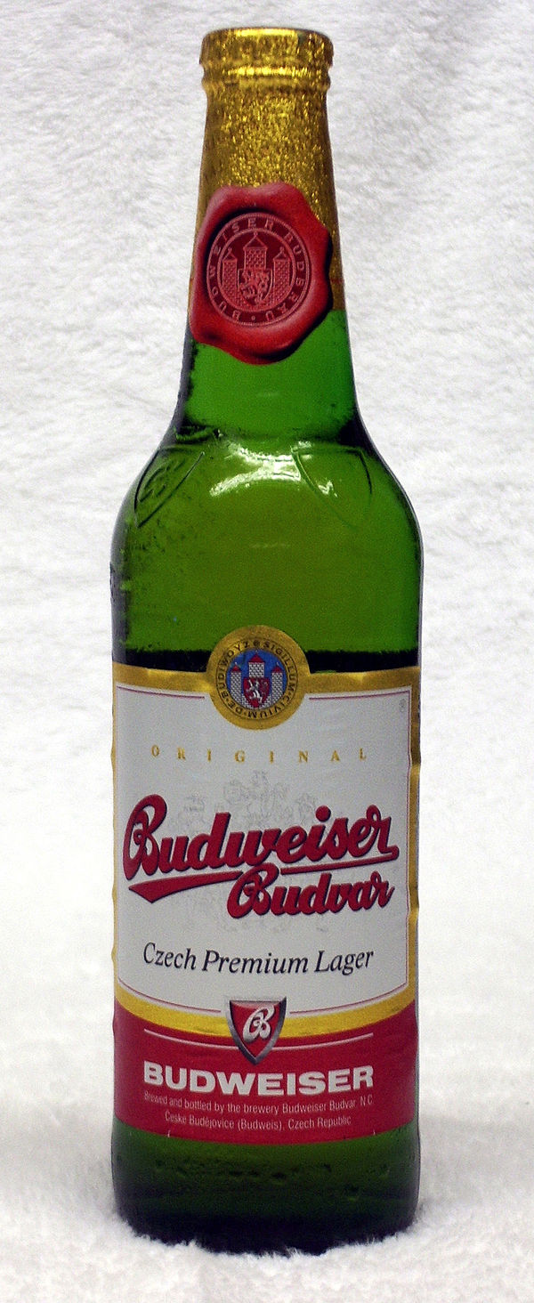 500ml bottle of Budweiser Budvar, as marketed in the UK