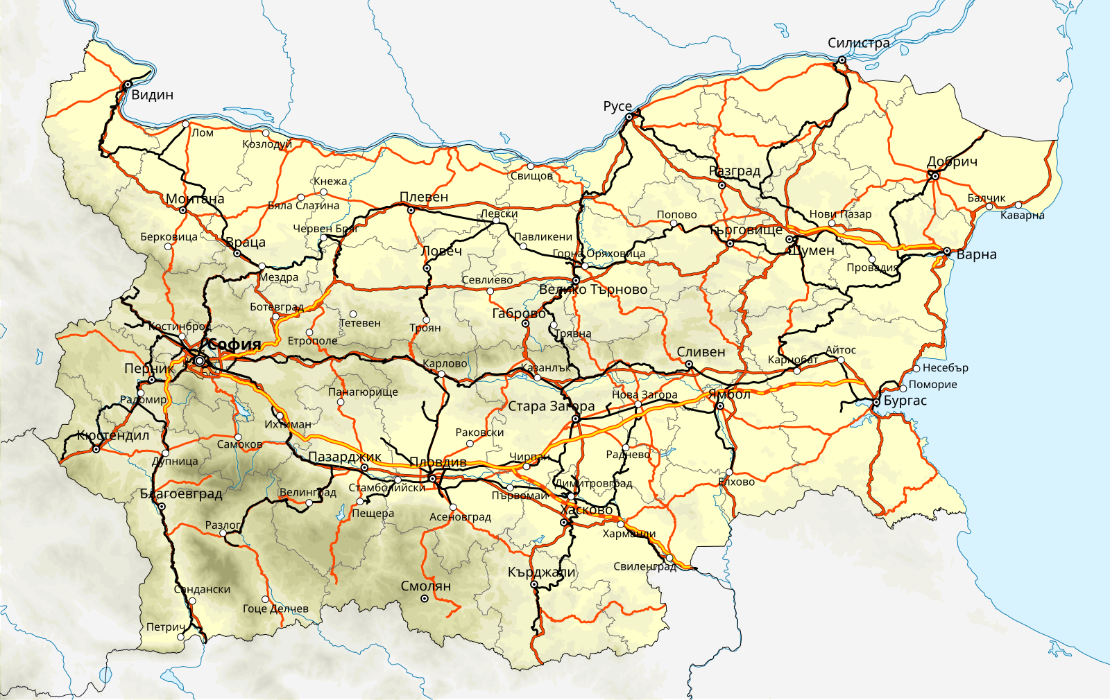 Карта болгарии с реками