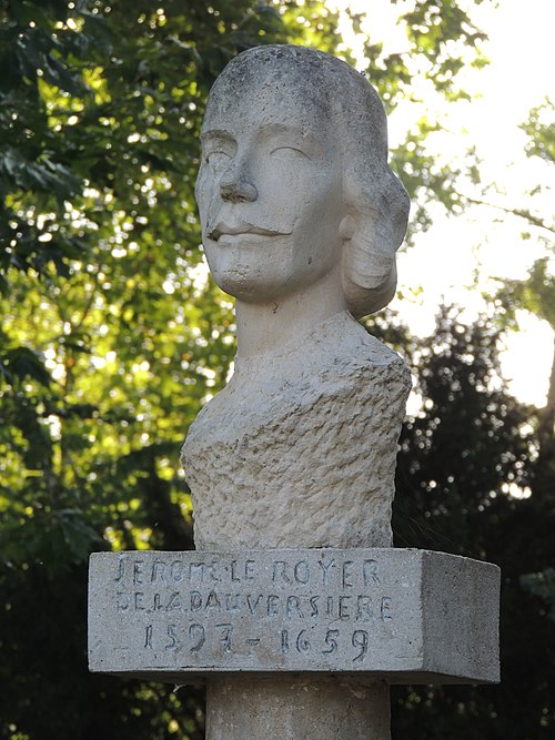 A bust of de la Dauversière in La Flèche, France