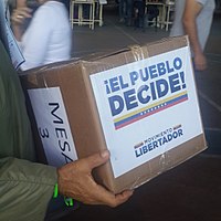 Ballot box of a voting center on 16 July Caja Consulta Popular 16J.jpg