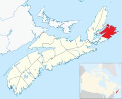 Location of Cape Breton County, Nova Scotia