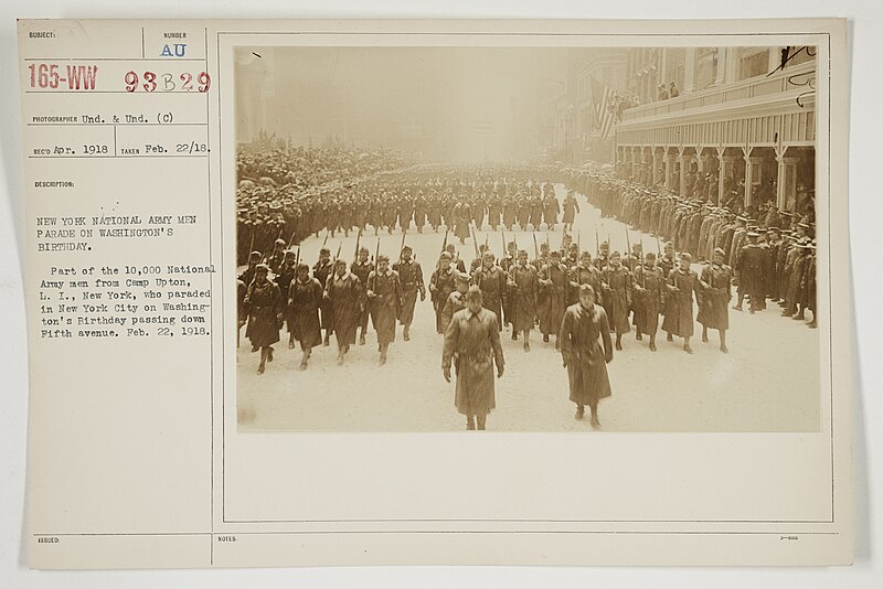 File:Ceremonies - Salutes and Parades - New York - New York National Army men parade on Washington's Birthday - NARA - 26423343.jpg