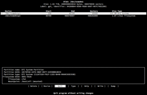 A screenshot of cfdisk's user interface. Cfdisk screenshot.png