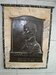 Portrait plaque of Lamb sculpted by George Frampton Charles Lamb1.JPG