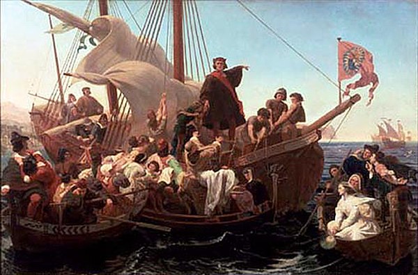 Christopher Columbus on Santa María in 1492, oil