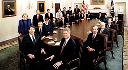 President Bill Clinton and his cabinet in 1993. Clinton Administration.jpg