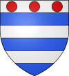 Arms of Grey, Barons and Viscount Lisle: Barry of six argent and azure in chief three torteaux Coat of Arms of Grey.svg