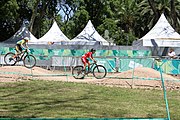 Deutsch: Radsport bei den Olympischen Jugendspielen 2018 Tag 10, 16. Oktober 2018 - Combined Criterium – XCC Rennen weiblich English: Cycling at the 2018 Summer Youth Olympics – Women's Combined Criterium – XCC Race on 16 October 2018.