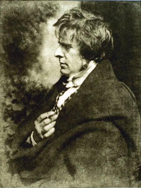 Salted paper print of David Octavius Hill from a calotype by Robert Adamson, c. 1845