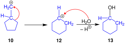 Reaction mechanism of the ring enlargement of the Demjanov rearrangement, b