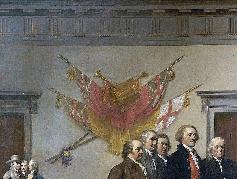 File:Detail of flags in John Trumbull's Declaration of Independence.jpg