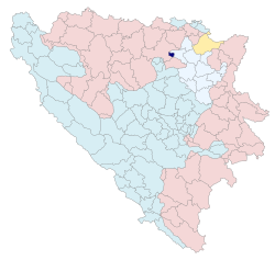 Location of Doboj East within Bosnia and Herzegovina.