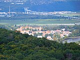 Dolní Břežany - Rozhledna Závist, pohled na Zbraslav (Zbraslavský klášter a Radotínský most)