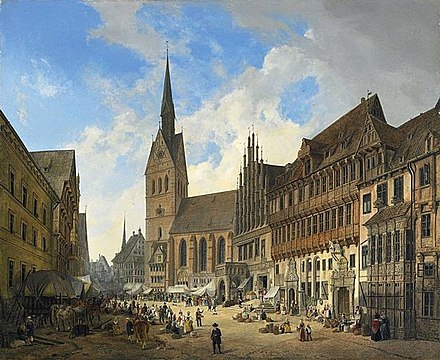 Hanover's Market Church Oil painting after Domenico Quaglio (1832)