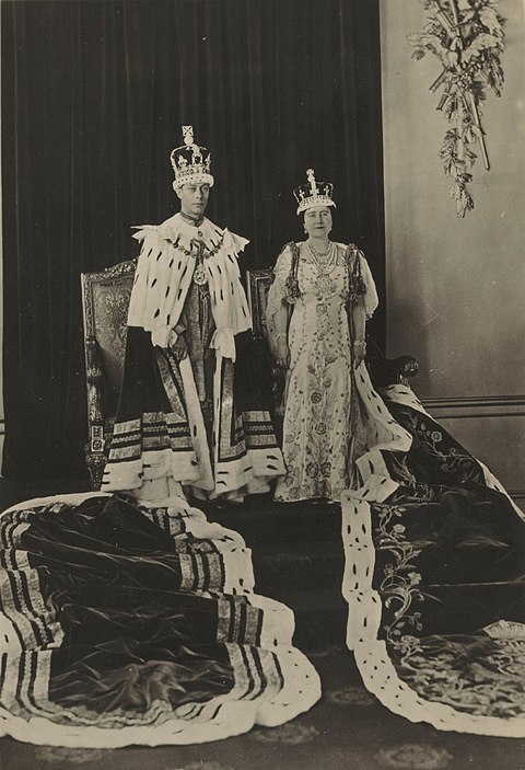 Dubbelportret van koning George VI van het Verenigd Koninkrijk en koningin Elizabeth bij hun kroning – RP-F-F21112.jpg
