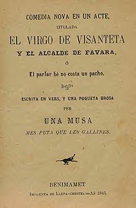El virgo de Visanteta y el alcalde de Favara ó El parlar be no costa un pacho (1845) (portada).jpg