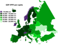 English: Europe-GDP-PPP-per-capita Deutsch: Vergleich Bruttoinlandsprodukt / Kopf Français : PIB-PNB par tête Español: Países por PIB-INB (PPA)