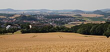 Gensungen und Felsberg (links die Felsburg in Felsberg, rechts die Obernburg von Gudensberg)