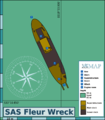 Map of the wreck of the SAS Fleur