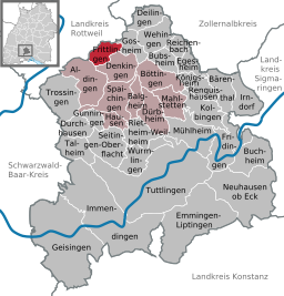 Läget för Frittlingen i Landkreis Tuttlingen