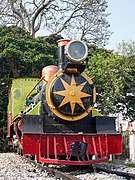Front view of North British Locomotive Company steam locomotive No. 22782, Mysuru Junction Railway Station, India