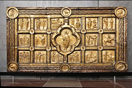 Danish Romanesque gold antependium, once set with gems, c. 1200-1225.