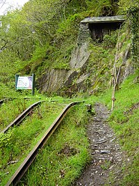 The top of The Alltwyllt Incline, the first incline leading to the quarry from Nant Gwernol station / sidings GalltymoelfreTramway.jpg
