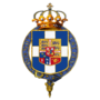Garter-encircled coat of arms of George II, King of the Hellenes.png