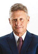 Portret van rivaliserende presidentskandidaat Gary Johnson