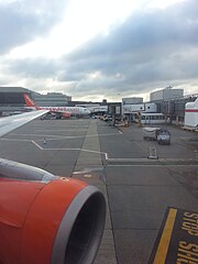EasyJet at gate, at Gatwick Airport