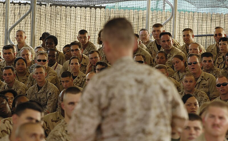 File:Gen. Peter Pace conducting a town hall meeting at Camp Lemonnier.jpg