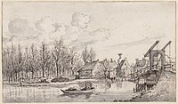 De Luiemansbrug aan het begin van de Overtoomscheweg. 1817. 13.5 × 23.2 cm (5.3 × 9.1 in). Amsterdam, Stadsarchief Amsterdam.