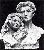 アンリ・ゴデが制作した妻ネリー・ルーセルと娘ミレイユの像 (1904年)