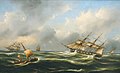 Holländische Fregatte und holländische Zweimaster auf bewegter See