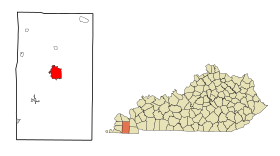 Graves County Kentucky, incorporated and unincorporated areas Mayfield highlighted.svg