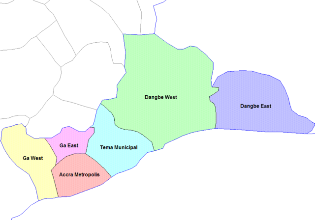 The Map Of Accra File:greater Accra Districts.png - Wikimedia Commons