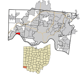 Hamilton County Ohio Incorporated and Unincorporated areas North Bend highlighted.svg