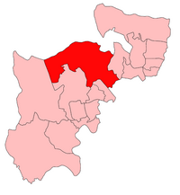 Hendon among the other seats in the abolished administrative county of Middlesex 1918-1945; the northwest and west boundaries of Middlesex became those of London in 1965. This shows occupation of the west part of the former Hendon seat more than the former Harrow seat. Hendon1918.png