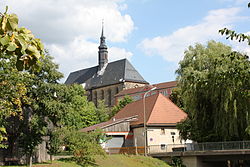 View towards the former abbey