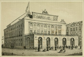 The Teatro Real in a representation from 1860