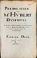 Hubert Duifhuis (1531-1581) . Titel pagina van een handschrift van zijn preken, Bibliotheek Rotterdam