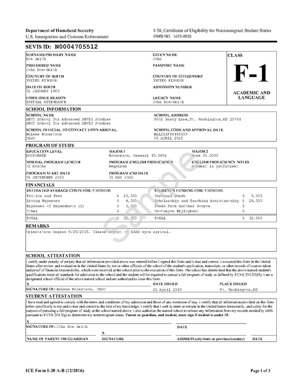 form i 20 student visa