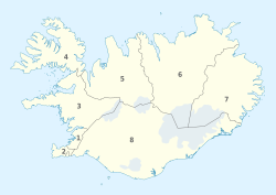 南部區（8）在冰岛的位置