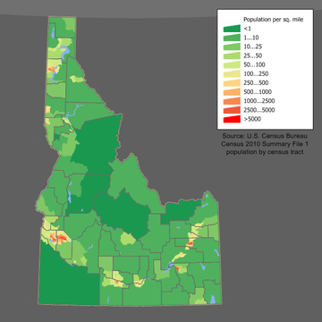 Idaho population density map