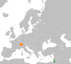 Peta lokasi Israel dan Swiss.