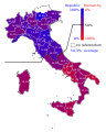Italian referendum 1946 support for republic.svg