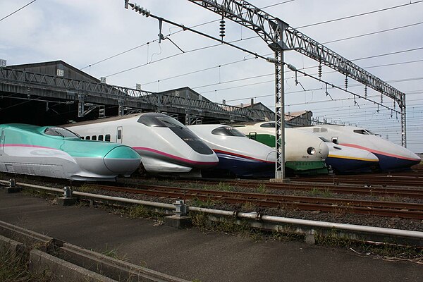 Line up of JR East Shinkansen trains, October 2009