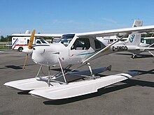 2003 model Jabiru Calypso 3300 on amphibious floats at the Canadian Aviation Expo, 2004 JabiruCalypso3300C-IMDS01.jpg