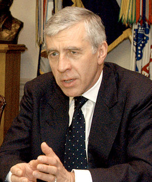 Jack Straw meeting with Rumsfeld at Pentagon, May 19, 2005, cropped.jpg