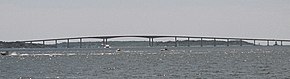 The Jamestown-Verrazano Bridge, constructed in 1992, connects Jamestown with mainland Rhode Island Jamestown Verrazano Bridge 2007.jpg